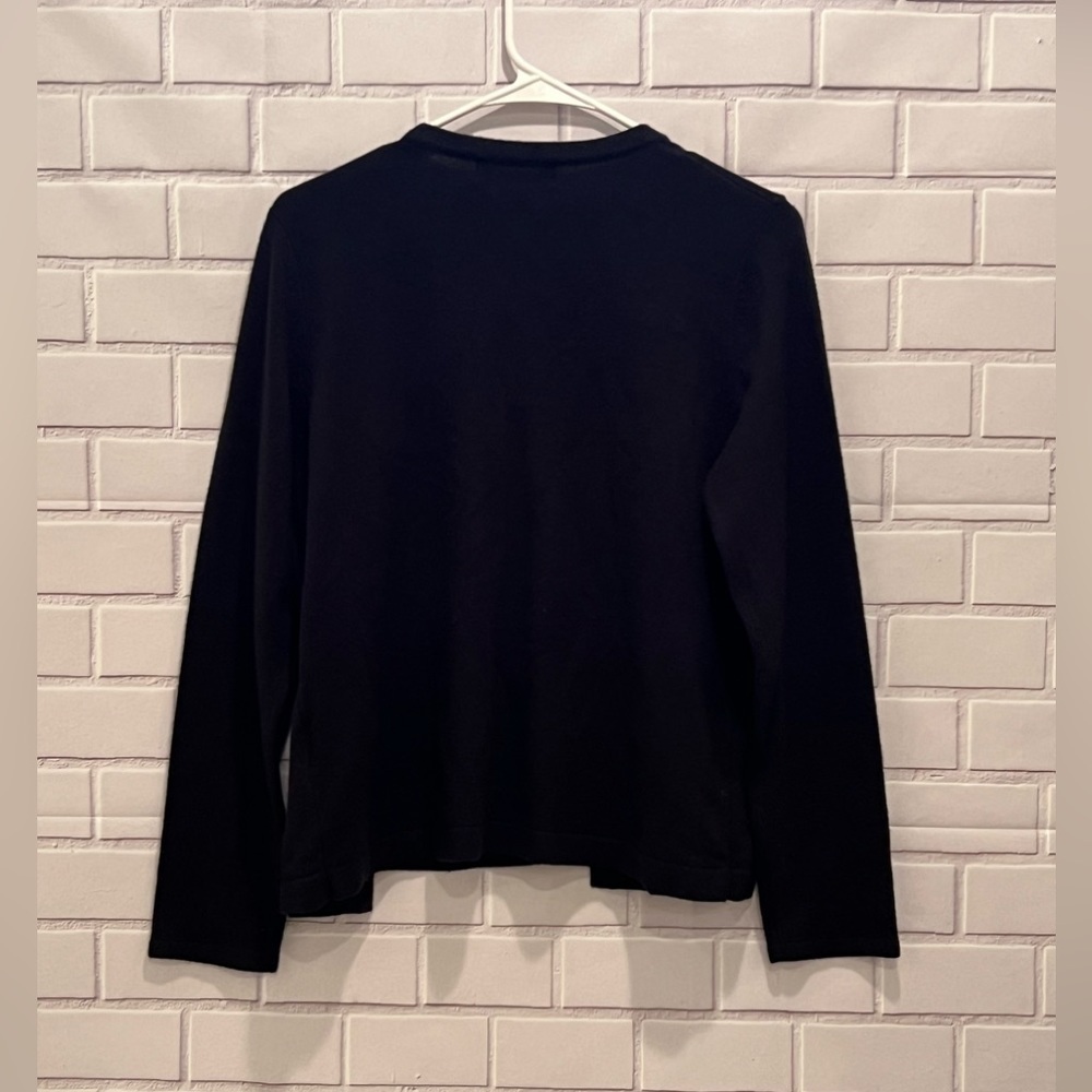 Sag Harbor Black Knit Twinset 2-Piece Cardigan & Shell - Small Embellished Trim - Picture 5 of 9